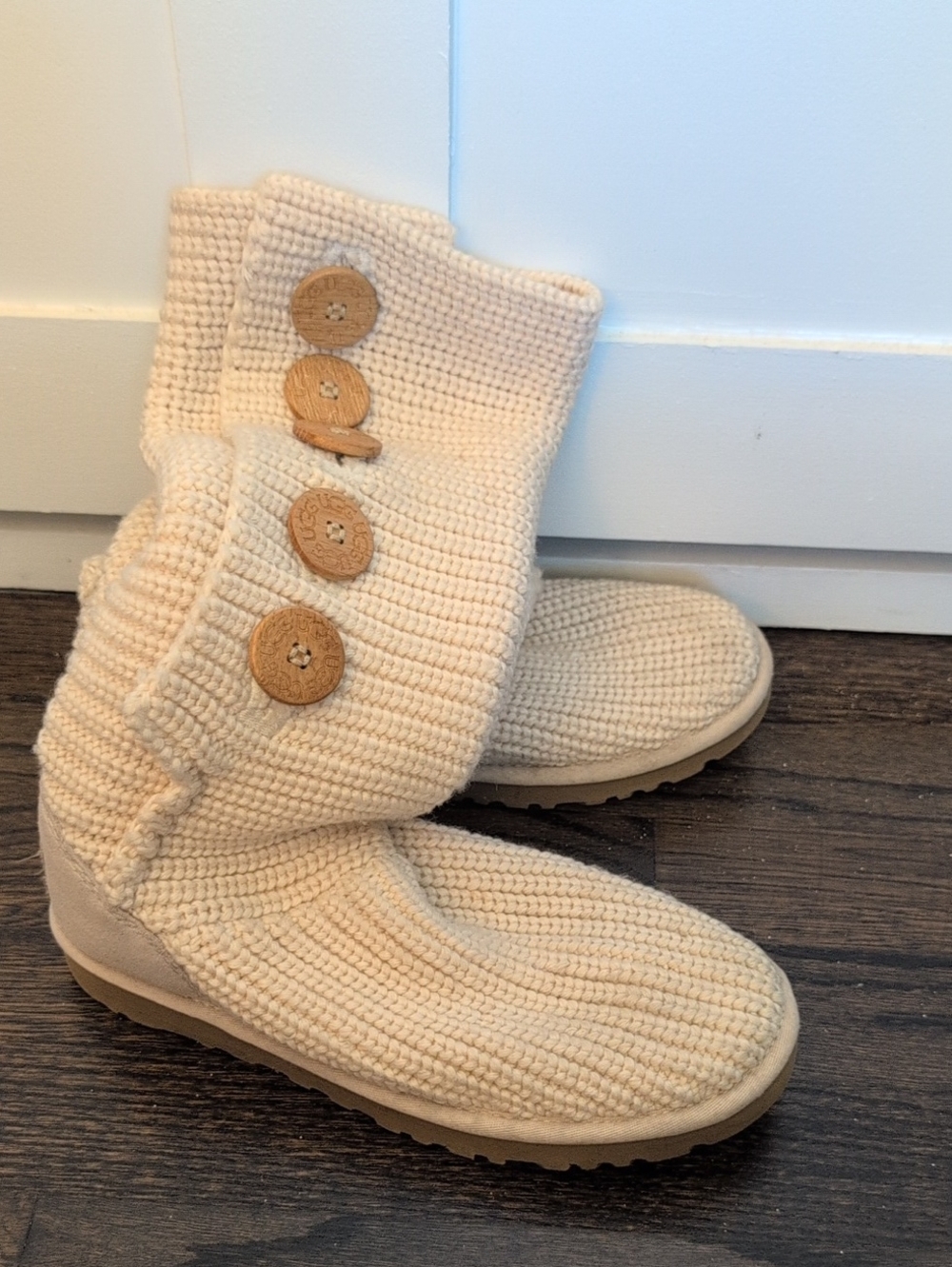 UGG Women's Knit Button Booties - Cream